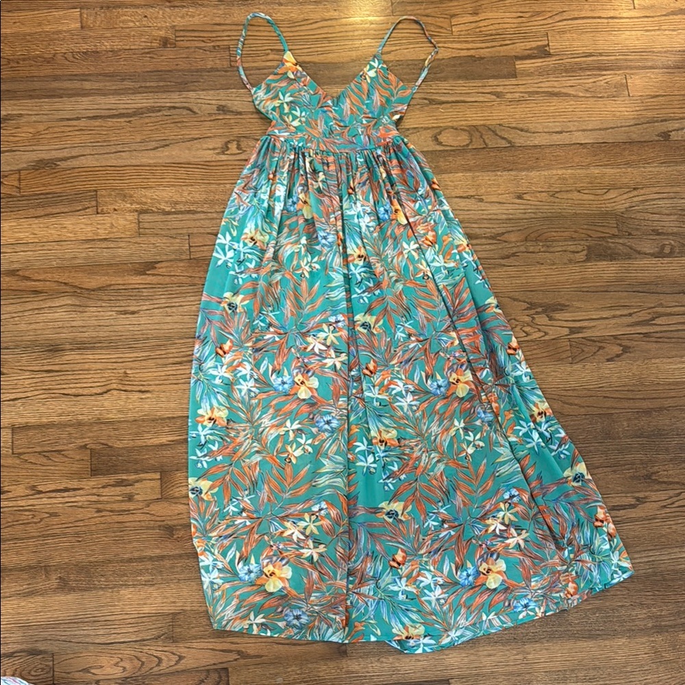 Tropical Teal Floral Maxi Dress